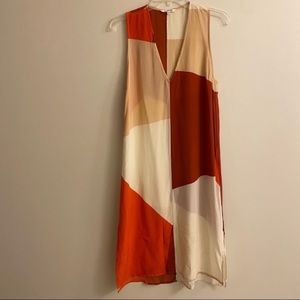 COPY - Ali Golden Silk Colorblock V Neck Sleeveless Dress XS/S